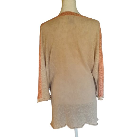 Soft Surroundings Cotton/Linen/Nylon sweater. Size L Pink & Tan - Picture 3 of 6